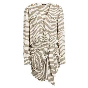 Balmain - Draped Zebra Print Wrap Dress - FR 38